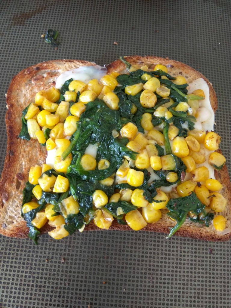 Spinach corn sandwich